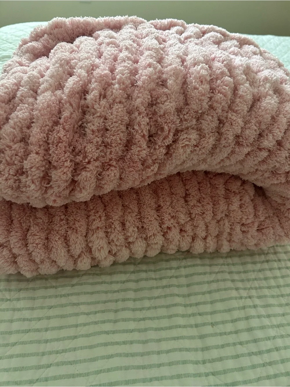 Plush Dusty Pink Chenille Throw Blanket - Unbranded